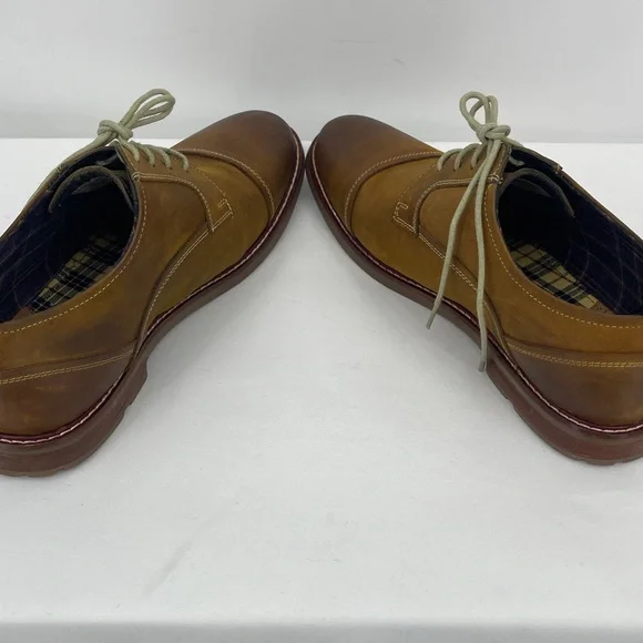 BEN SHERMAN Men\'s SIZE 9 Two-Tone Tan & Dark Brown Derby Shoes LEATHER BEN SHERMAN Men main image 2